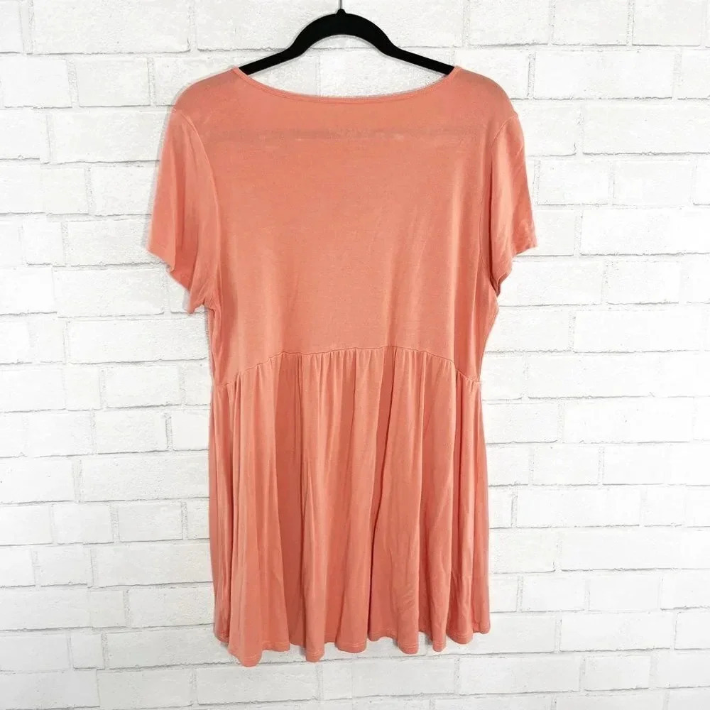 Torrid Salmon/Orange High Low Baby Doll Tunic Tee with Strappy Front Women's 0X - Picture 5 of 8